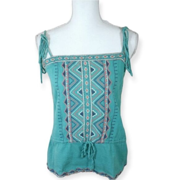FOREVER 21 BOHO-INSPIRED TURQUOISE & PINK TOP SZ.S GUC - Picture 1 of 6